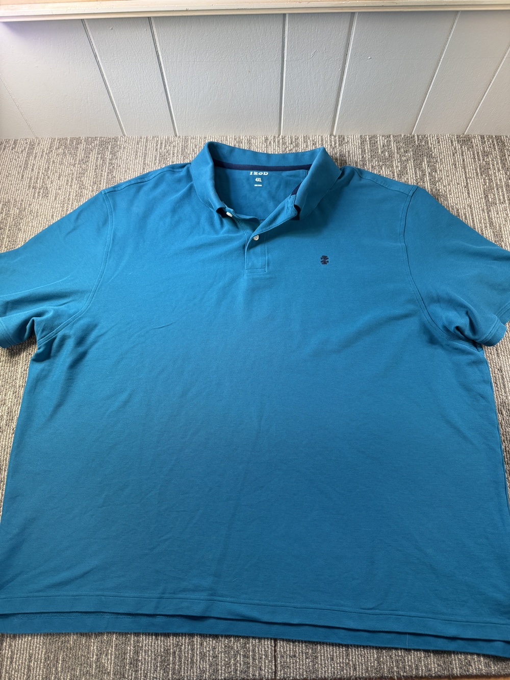 IZOD Polo Shirt Mens 4XL Blue Solid Tagless Knit Short Sleeve Casual Logo